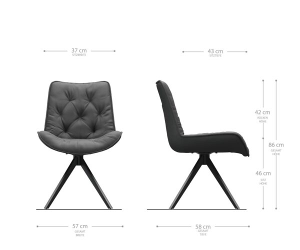 Otočná židle Taimi-Flex šedá vintage křížová podnož hranatá černá - Image 6