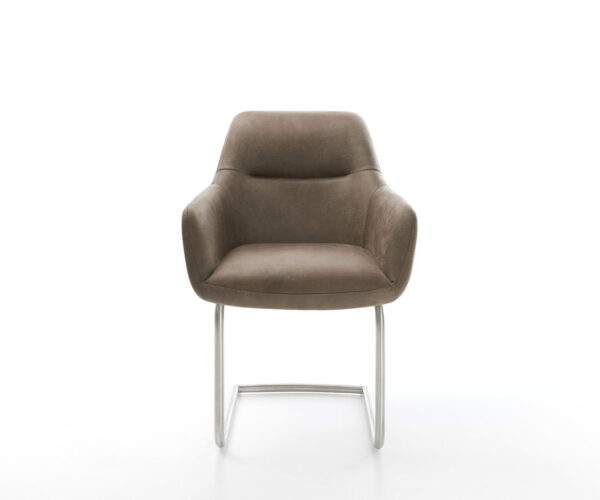 Jídelní židle Pejo-Flex taupe vintage konzolová podnož kulatá nerezová ocel - Image 2