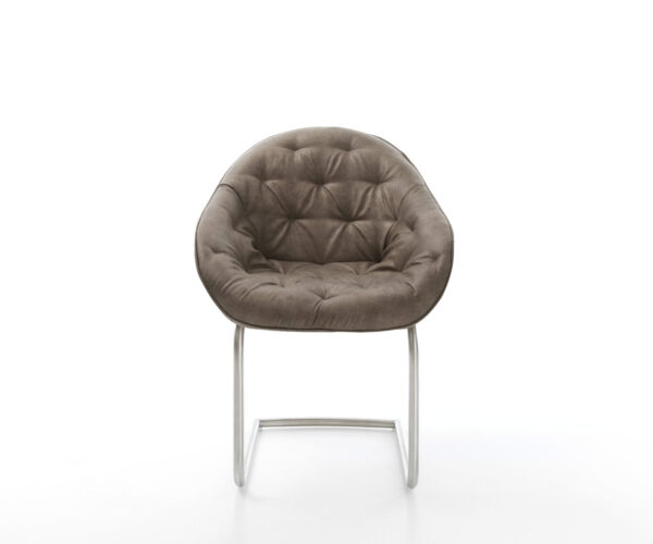 Jídelní židle Gaio-Flex taupe vintage konzolová podnož kulatá nerezová ocel - Image 2