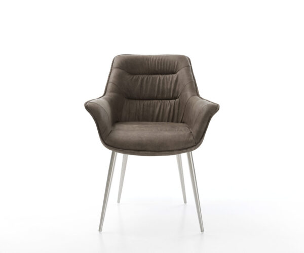 Jídelní židle Kaira-Flex taupe vintage zúžená podnož nerezová ocel - Image 2