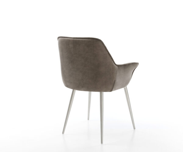 Jídelní židle Kaira-Flex taupe vintage zúžená podnož nerezová ocel - Image 5