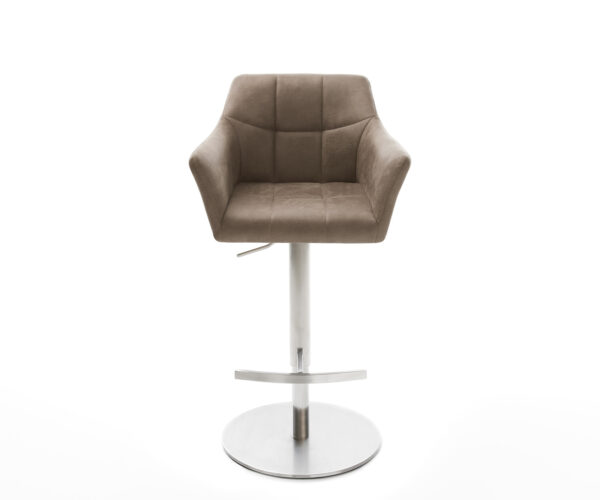 Barová židle Yulo-Flex vintage taupe otočná podnož výškově nastavitelná nerezová ocel - Image 2