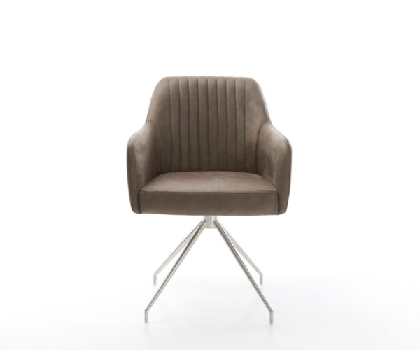 Otočná židle Greg-Flex taupe vintage křížová podnož zúžená nerezová ocel - Image 2