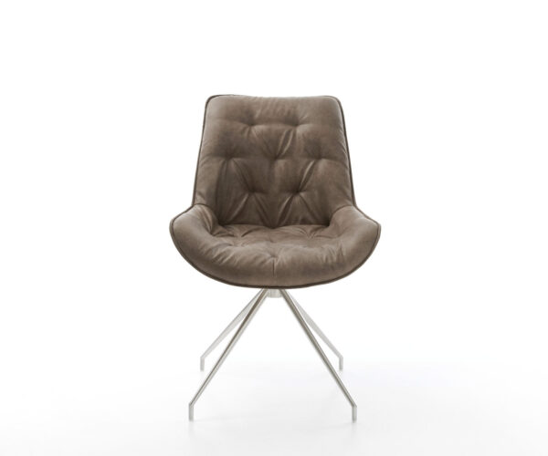 Otočná židle Taimi-Flex taupe vintage křížová podnož zúžená nerezová ocel - Image 2