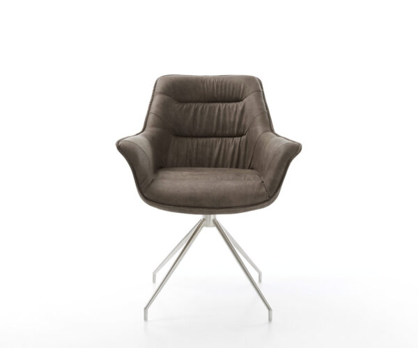Otočná židle Kaira-Flex taupe vintage křížová podnož zúžená nerezová ocel - Image 2