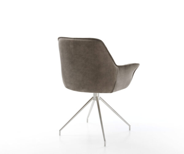 Otočná židle Kaira-Flex taupe vintage křížová podnož zúžená nerezová ocel - Image 5
