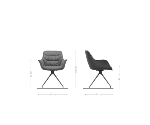 Otočná židle Kaira-Flex antracitová vintage křížová podnož zúžená nerezová ocel - Image 6