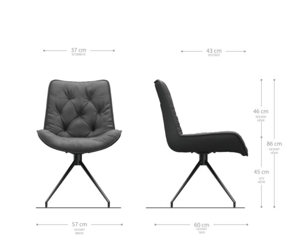 Otočná židle Taimi-Flex taupe vintage křížová podnož zúžená černá - Image 6