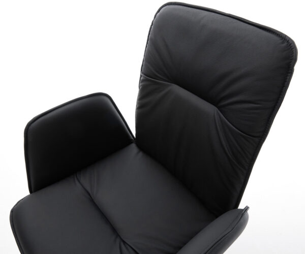 Jídelní židle Vinja-Flex černá pravá kůže konzolová podnož kulatá černá - Image 4