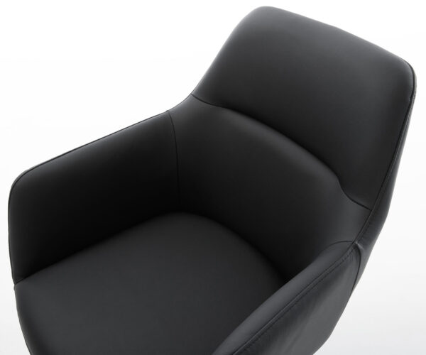 Otočná židle Pejo-Flex černá pravá kůže křížová podnož hranatá černá - Image 4