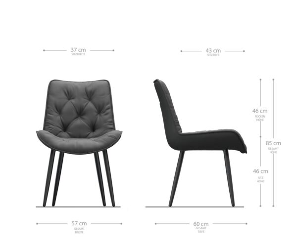 Jídelní židle Taimi-Flex černá pravá kůže zúžená podnož černá - Image 6