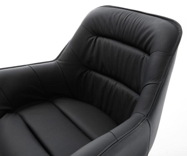 Otočná židle Kaira-Flex černá pravá kůže křížová podnož hranatá černá - Image 4