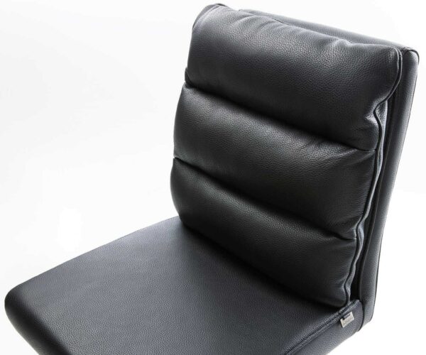 Barová židle Pela-Flex pravá kůže černá otočná podnož výškově nastavitelná kovová - Image 4