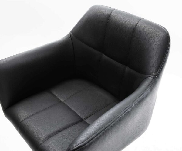 Barová židle Yulo-Flex pravá kůže černá otočná podnož výškově nastavitelná kovová - Image 4