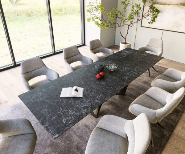 Jídelní stůl Edge 300x100cm Laminam® keramika šedá podnož plochá ocel černá - Image 4