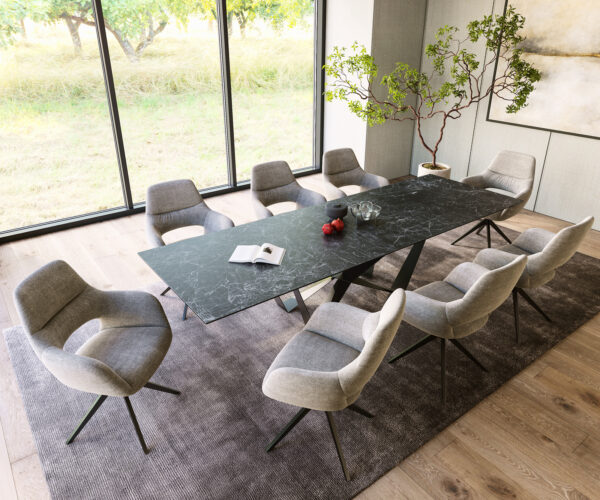Jídelní stůl Edge 300x100cm Laminam® keramika šedá podnož plochá ocel černá - Image 6