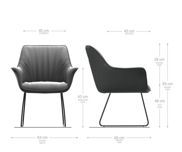 Jídelní židle Keila-Flex s područkami antracitová vintage tenká podnož nerezová ocel - Image 6