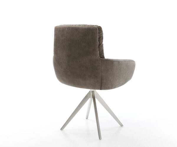 Otočná židle Abelia-Flex s područkami taupe vintage křížová podnož hranatá nerezová ocel - Image 5
