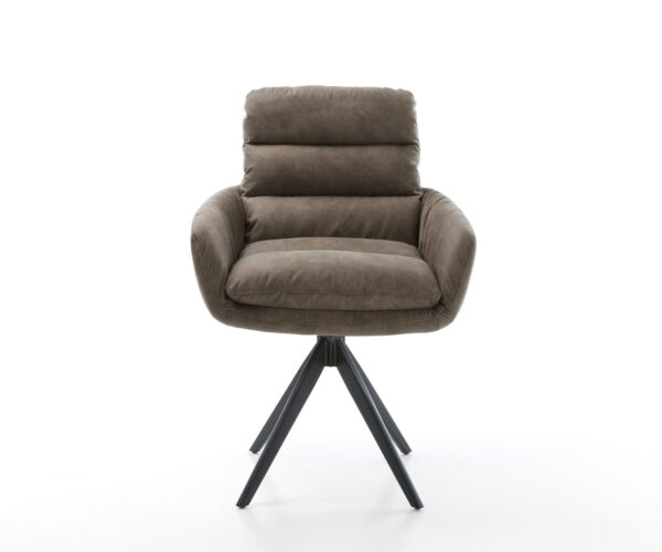 Otočná židle Abelia-Flex s područkami taupe vintage křížová podnož hranatá černá - Image 2
