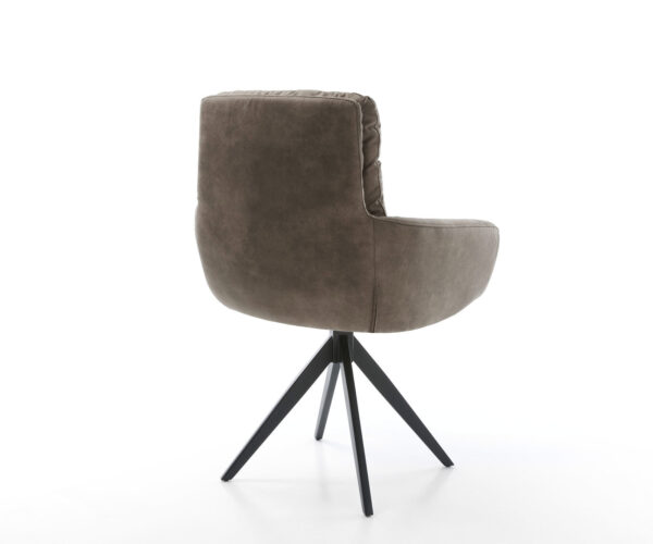 Otočná židle Abelia-Flex s područkami taupe vintage křížová podnož hranatá černá - Image 5