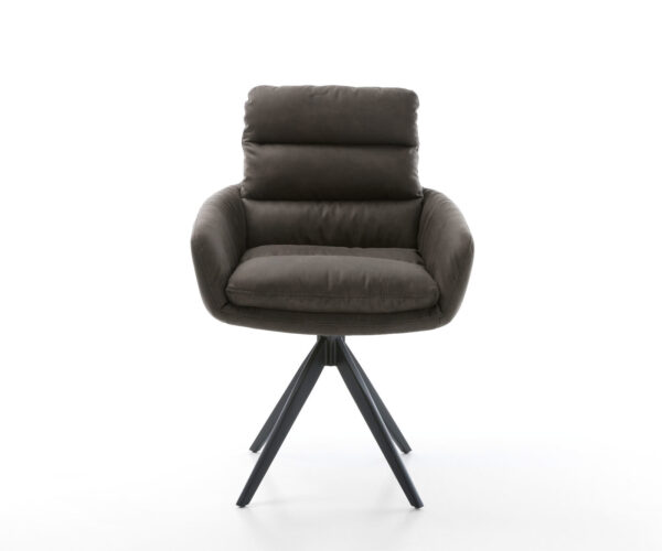 Otočná židle Abelia-Flex s područkami antracitová vintage křížová podnož hranatá černá - Image 2