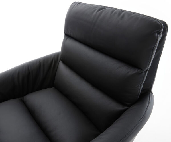 Otočná židle Abelia-Flex s područkami, pravá kůže, černá. křížová podnož, hranatá, černá - Image 4