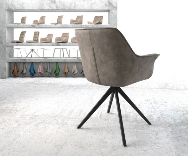Otočná židle Keila-Flex s područkami taupe vintage křížová podnož hranatá černá - Image 4