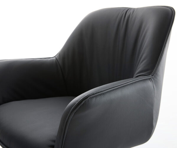 Otočná židle Keila-Flex s područkami pravá kůže černá křížová podnož hranatá černá - Image 4