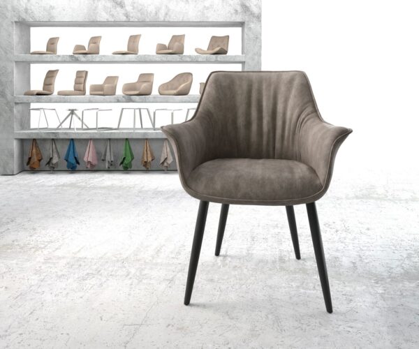 Jídelní židle Keila-Flex s područkami taupe vintage zúžená podnož černá - Image 2