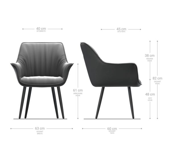 Jídelní židle Keila-Flex s područkami taupe vintage zúžená podnož černá - Image 5