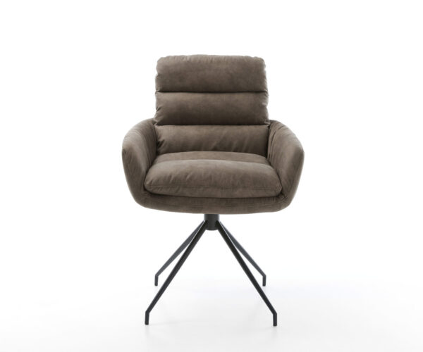 Otočná židle Abelia-Flex s područkami taupe vintage křížová podnož zúžená černá - Image 2