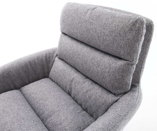 Otočná židle Abelia-Flex s područkami strukturovaná tkanina světle šedá křížová podnož zúžená černá - Image 4