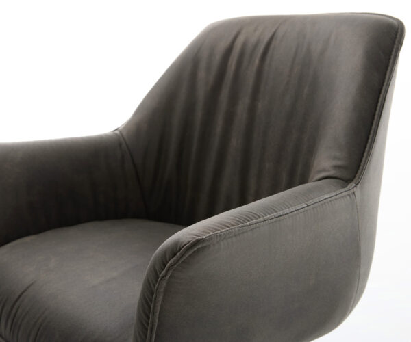 Otočná židle Keila-Flex s područkami antracitová vintage křížová podnož zúžená černá - Image 4