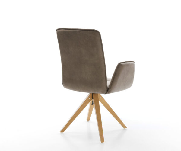Otočná židle Vinja-Flex taupe vintage mikrovlákno dřevěná podnož hranatá - Image 5