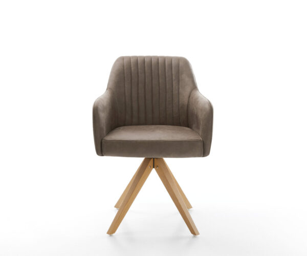 Otočná židle Greg-Flex taupe vintage mikrovlákno dřevěná podnož hranatá - Image 2