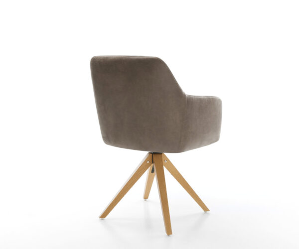 Otočná židle Greg-Flex taupe vintage mikrovlákno dřevěná podnož hranatá - Image 5