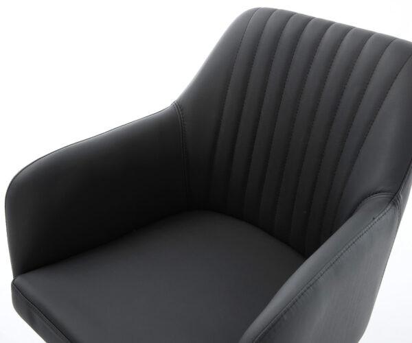 Otočná židle Greg-Flex černá pravá kůže dřevěná podnož hranatá - Image 4