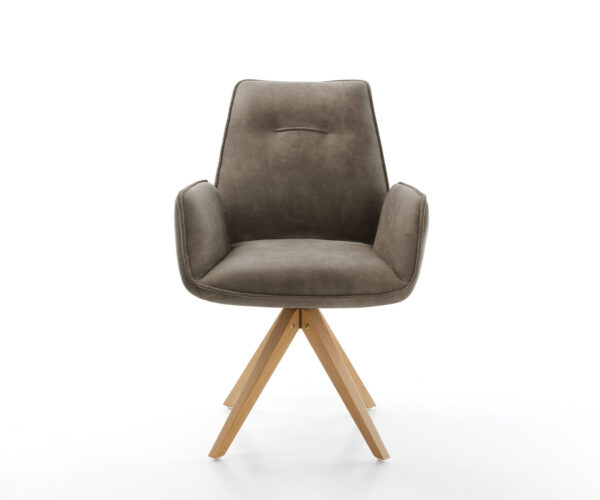 Otočná židle Zoa-Flex taupe vintage mikrovlákno dřevěná podnož hranatá - Image 2