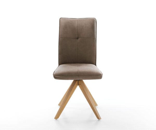 Otočná židle Maddy-Flex taupe vintage mikrovlákno dřevěná podnož hranatá - Image 2