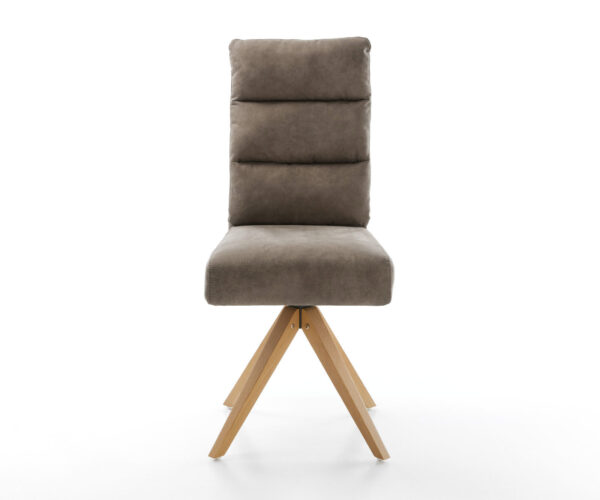 Otočná židle Pela-Flex taupe vintage mikrovlákno dřevěná podnož hranatá - Image 2