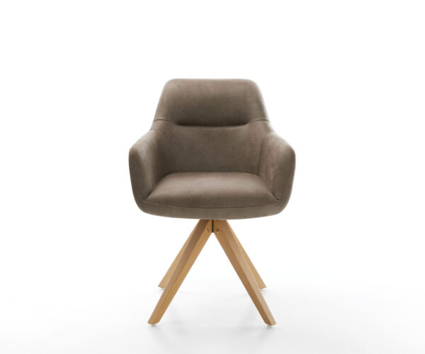 Otočná židle Pejo-Flex taupe vintage mikrovlákno dřevěná podnož hranatá - Image 2