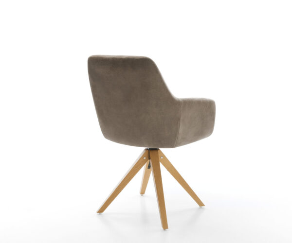 Otočná židle Pejo-Flex taupe vintage mikrovlákno dřevěná podnož hranatá - Image 5