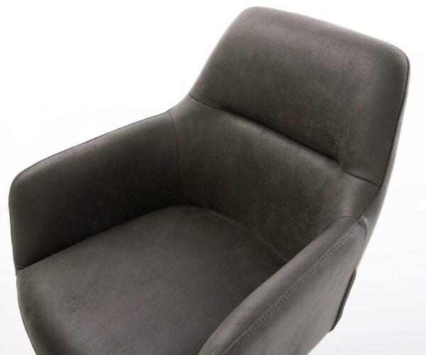 Otočná židle Pejo-Flex antracitová vintage mikrovlákno dřevěná podnož hranatá - Image 4