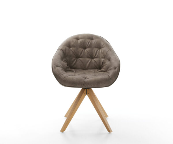 Otočná židle Gaio-Flex taupe vintage mikrovlákno dřevěná podnož hranatá - Image 2