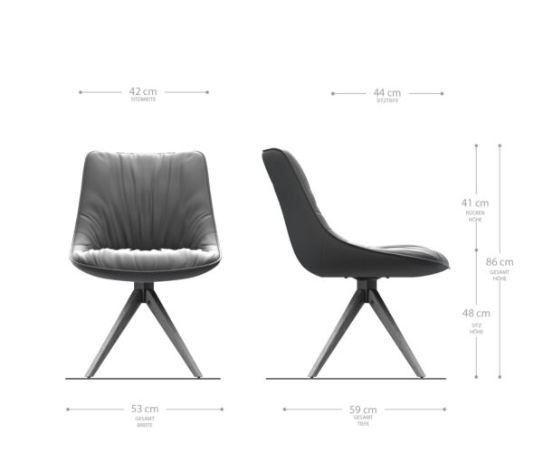 Otočná židle Elda-Flex Texturovaná tkanina Antracit Dřevěný rám úhlový 180° otočný - Image 6