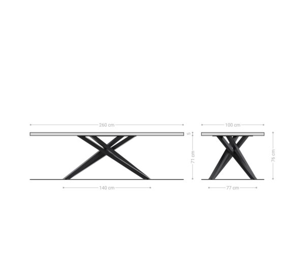 Jídelní stůl Edge 260x100 akácie přírodní křížová podnož černá - Image 7