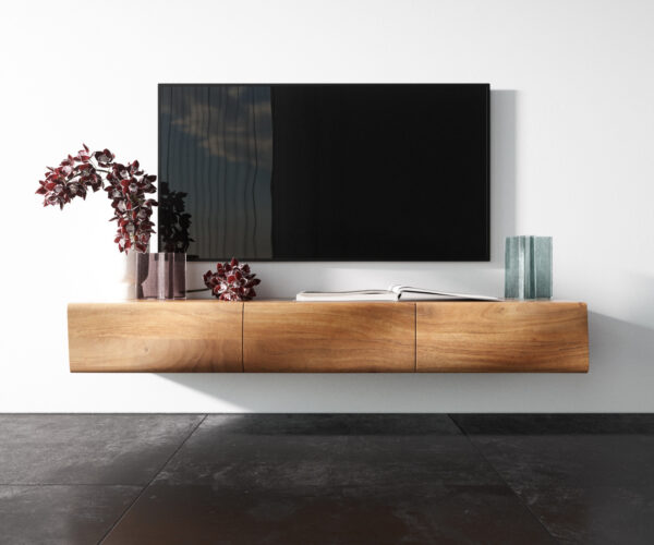 TV stolek Nová 145 cm přírodní akácie 3 dvířka závěsné - Image 4