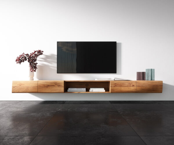 TV stolek Nová 240 cm přírodní akácie 4 dvířka 1 přihrádka závěsné - Image 4
