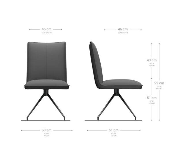 Jídelní židle Lelio-Flex křížová podnož zúžená černá samet šedá 180° - Image 6