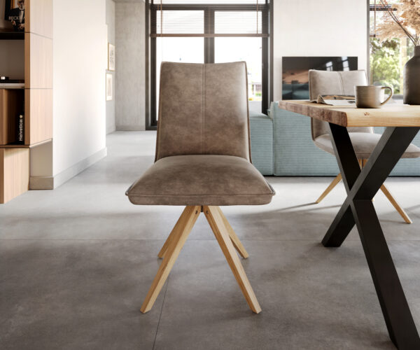 Jídelní židle Lelio-Flex dřevěná podnož hranatá mikrovlákno taupe vintage 180° - Image 2
